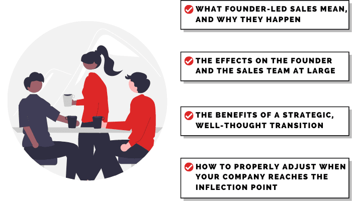 The four topics of concern when considering changing from founder led sales to a professional sales team. 