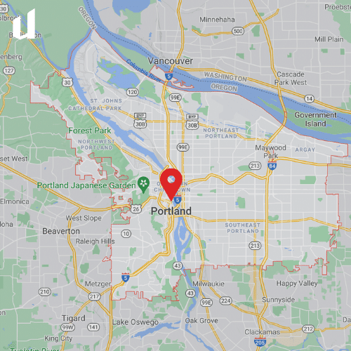 Location of Portland, USA.