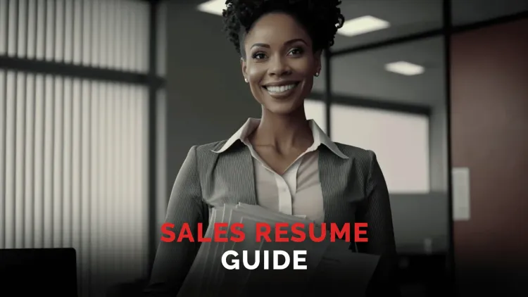 Sales Resume Guide - A happy woman holding paperwork in an office setting