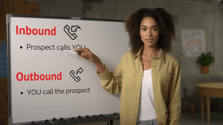 Inbound - Prospect calls you. Outbound - You call the prospect.