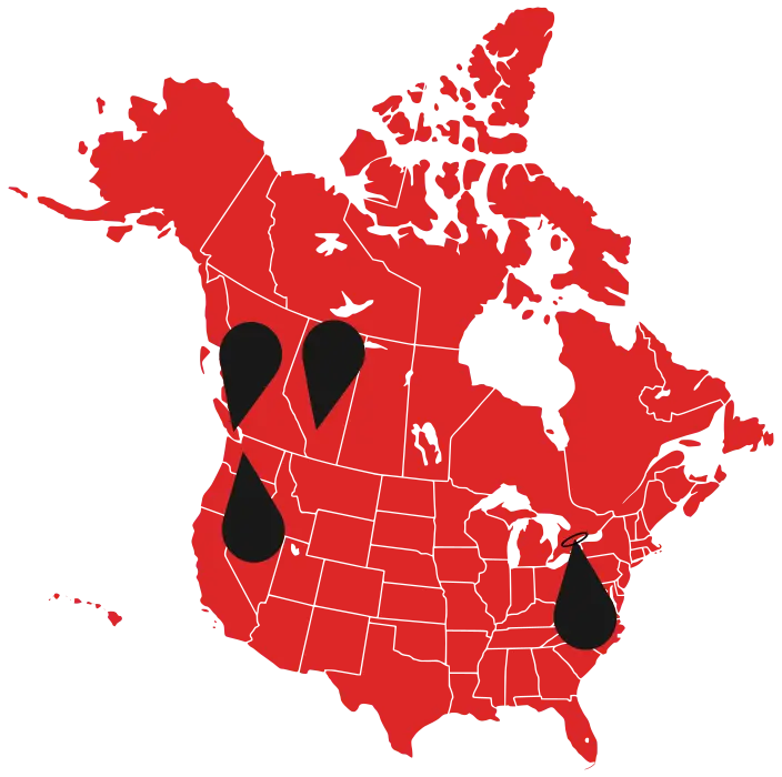 Map of North America with Uvaro locations marked: Seattle, Calgary, Vancouver Island, and Toronto-Waterloo innovation corridor.